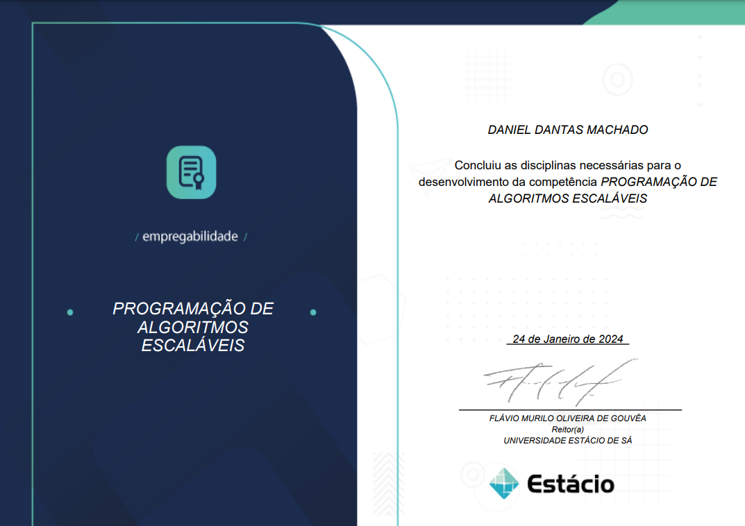 Certificado de Algoritmos Escaláveis
