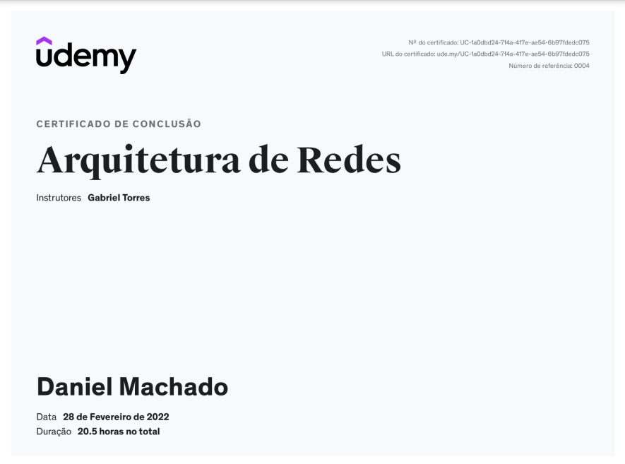 Certificado de Arquitetura de Redes