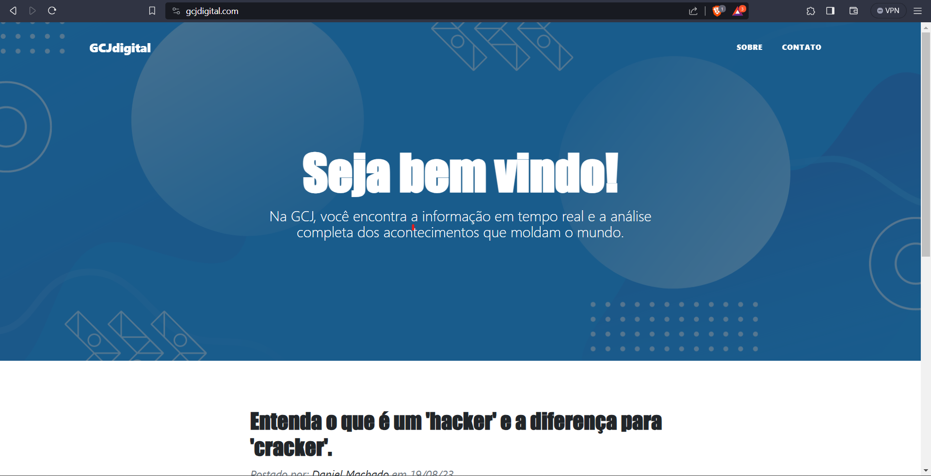 Página inicial do portal GCJ Digital